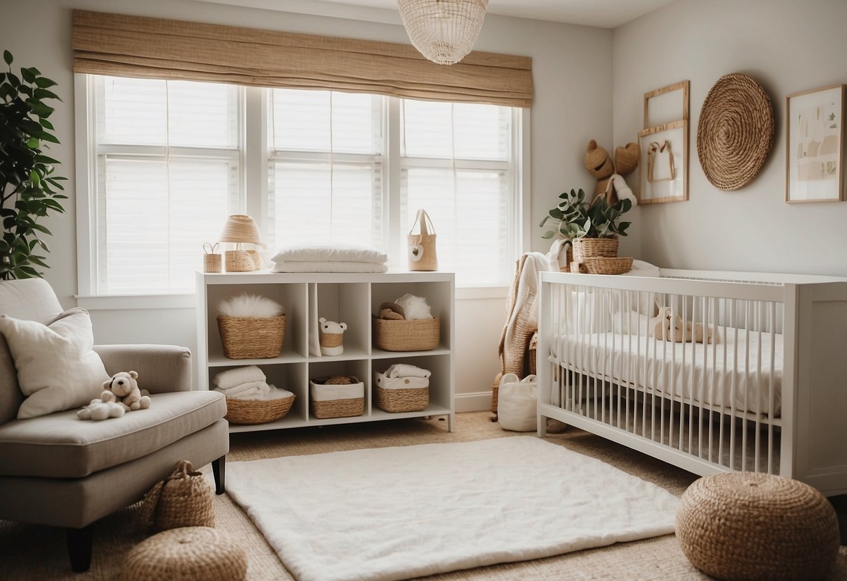 A neutral-toned nursery with organic cotton changing pad as the focal point, surrounded by soft, natural decor elements