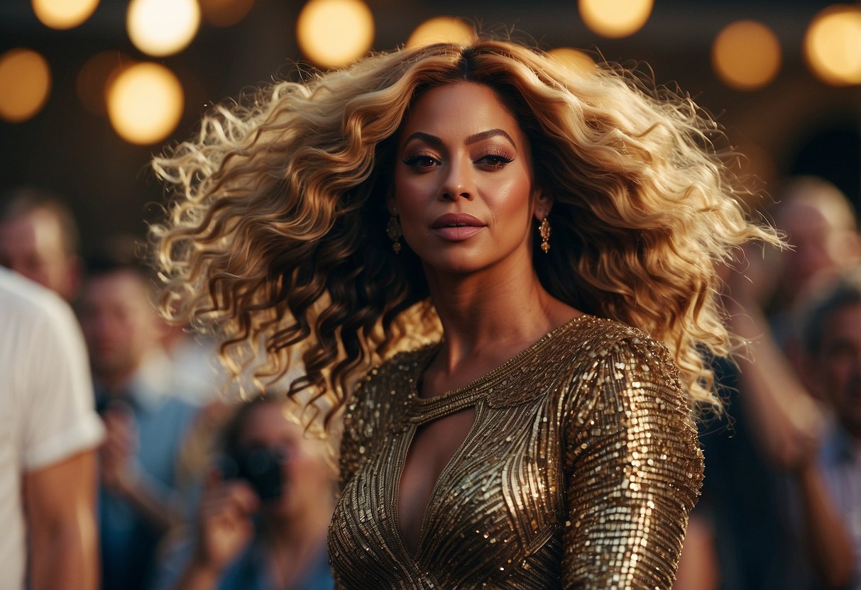 Beyoncé's iconic hair evolution showcased in a dynamic hair flip, capturing the moment that captivated the internet