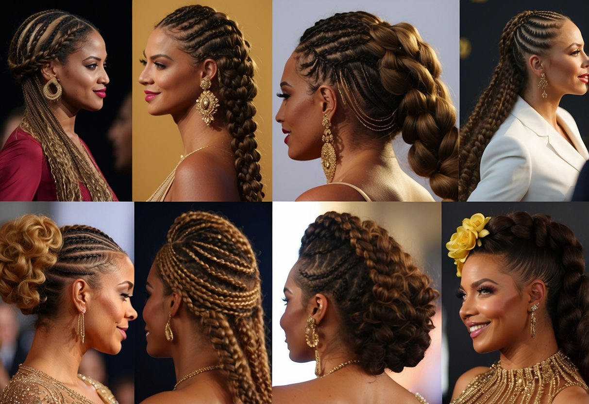 A close-up of Beyoncé's intricate braided hairstyles, showcasing 10 different stunning styles