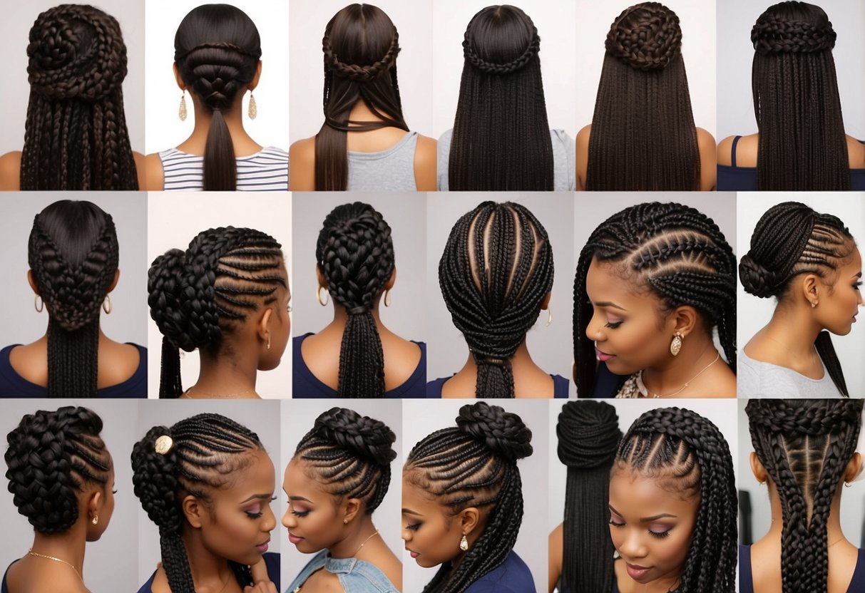 A display of 10 intricate braided hairstyles, showcasing different styles and techniques for maintaining healthy braids