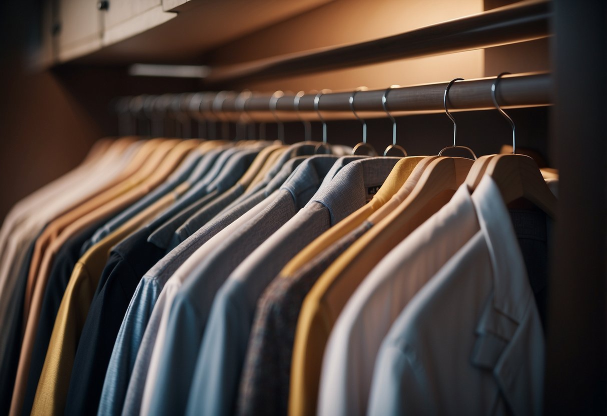 A row of silk padded hangers hang neatly in a spacious closet, adding a touch of luxury to the clothes room decor