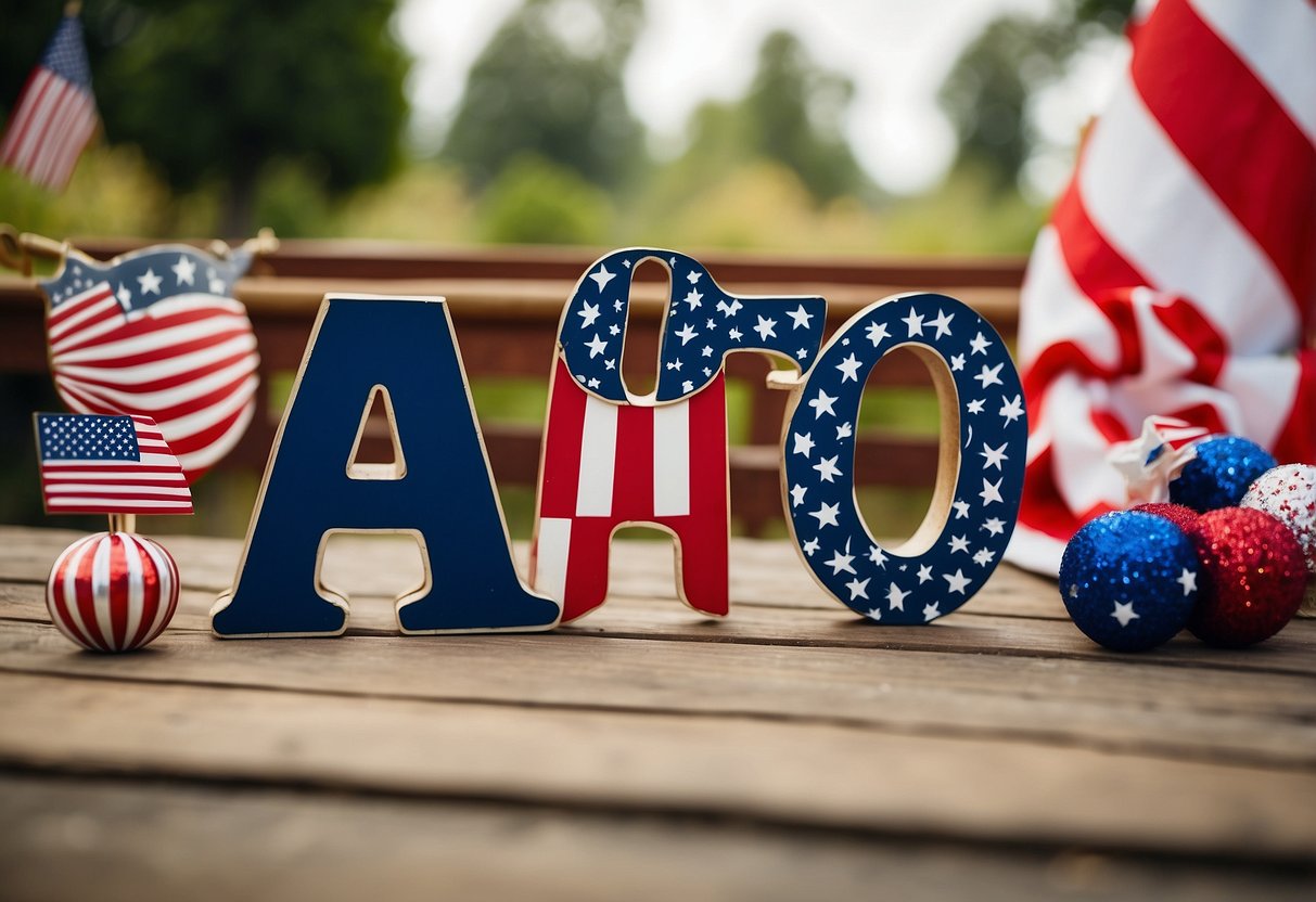 A festive Fourth of July scene with USA letter block signs as home decor ideas