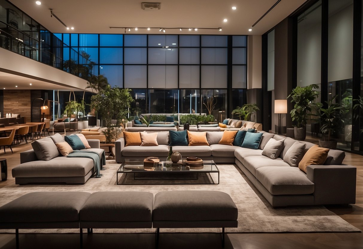 A spacious showroom displaying a variety of stylish and comfortable sofas in São Paulo, with modern and classic designs showcased