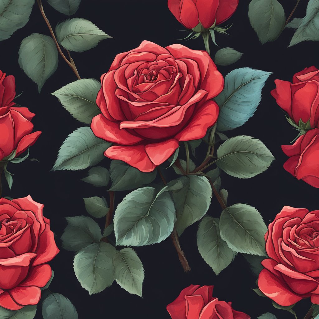 A vibrant red rose blooming against a dark background, symbolizing passion and love in the color red's symbolism