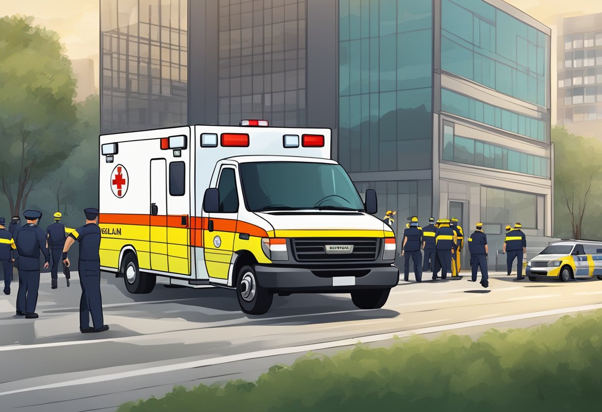 An ambulance approaches a special groups and particular incidents scene