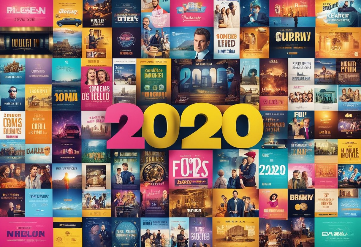 A colorful poster featuring a collection of comedy drama titles from 2020 to 2024, with vibrant and playful typography and imagery