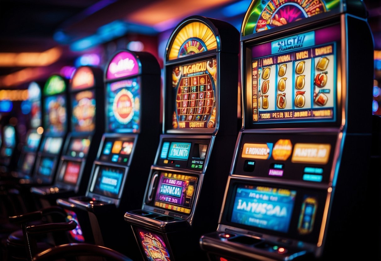 Colorful casino apps fill the screen, with vibrant graphics and enticing game options. Icons of slot machines, card tables, and roulette wheels create a dynamic and inviting scene