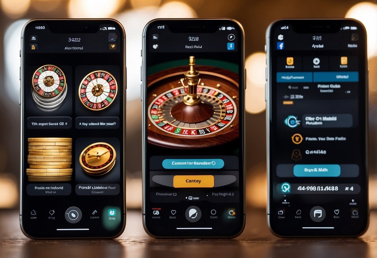 A smartphone displaying top casino apps with ratings and reviews