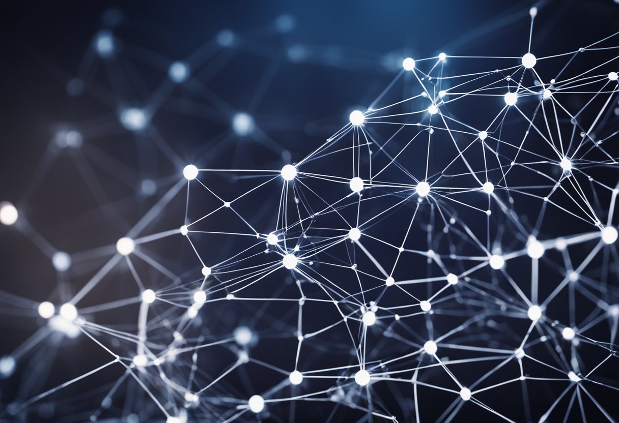 A web of interconnected digital nodes, each representing a different aspect of Web3 automation. Lines connecting them illustrate the transformation of digital interactions into a seamless and efficient network