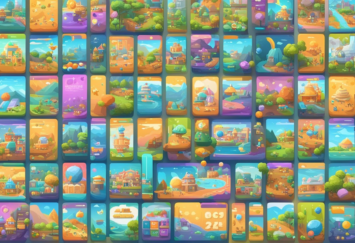 A colorful array of 17 popular games displayed on a digital screen, with the words "17 melhores jogos para ganhar dinheiro de verdade em 2024 [no PIX]" prominently featured