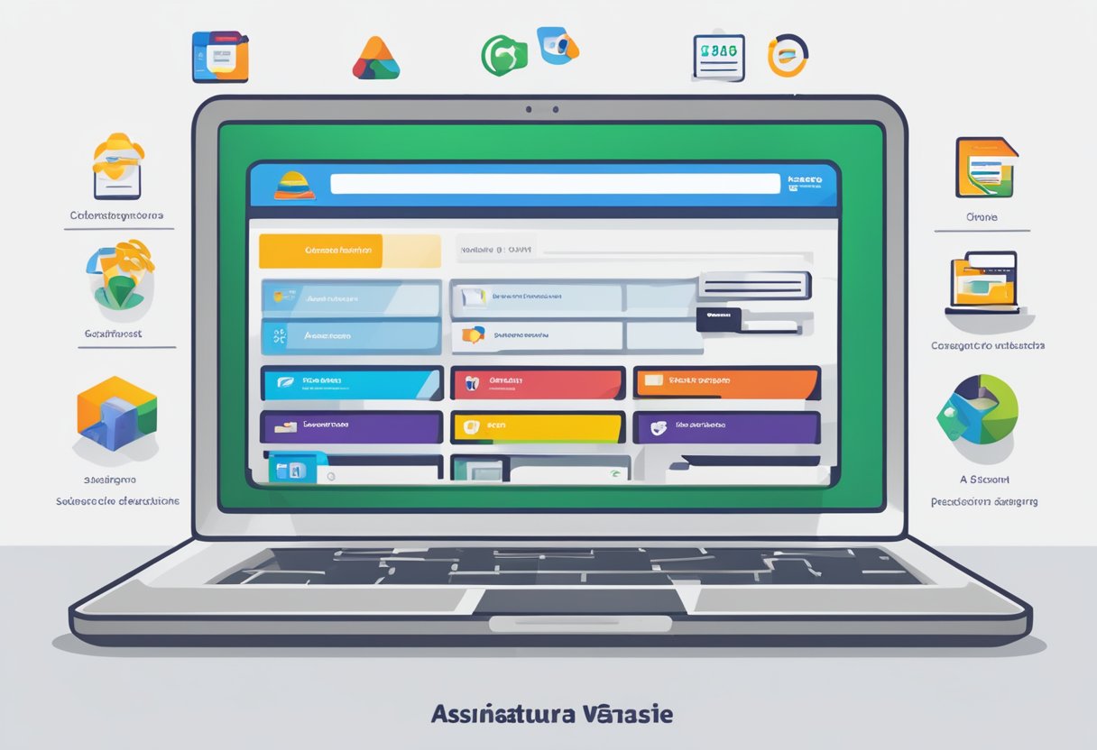 A laptop displaying the "Categorias de Assinatura" webpage with the Clube Latam Pass logo and subscription options