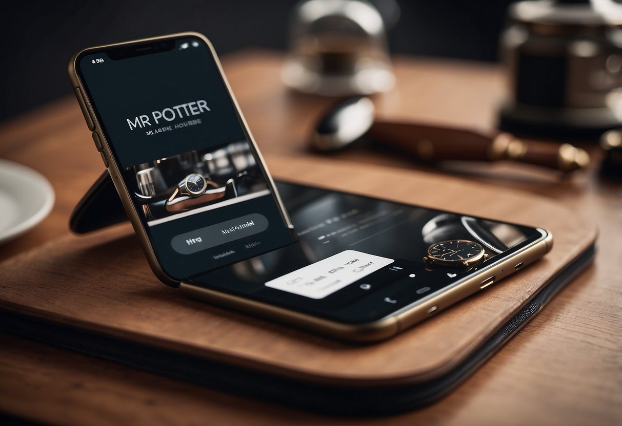 A smartphone displaying the "Mr Porter" app with stylish menswear items and fashion inspiration