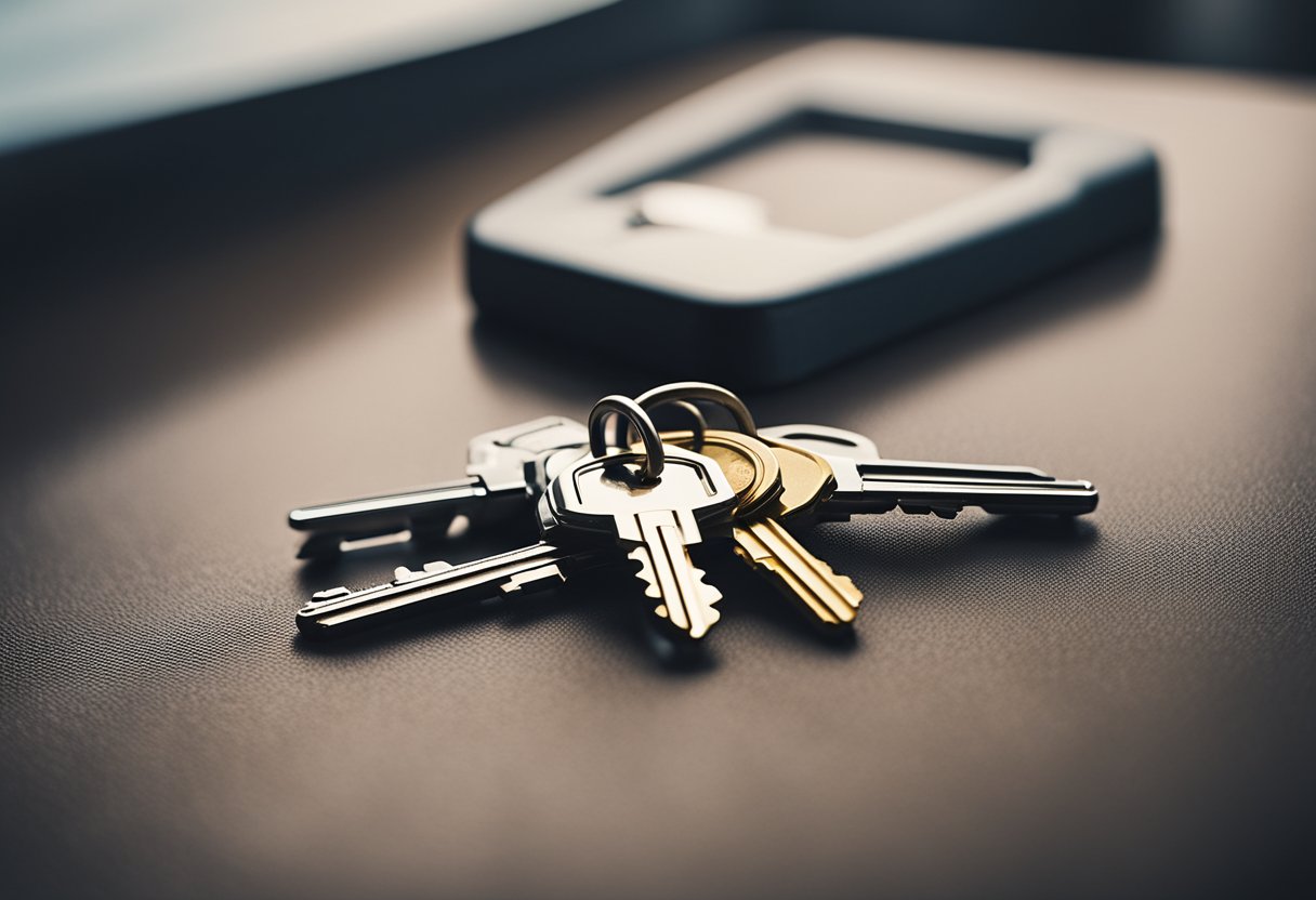 A key being exchanged at a rental service with a focus on security and accessibility