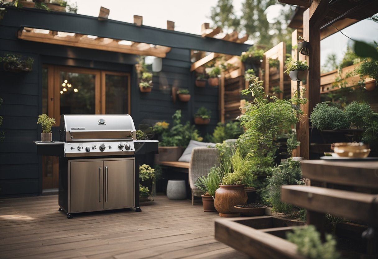 Upgrade the cabin's grill for summer. Prepare the outdoor space with new furniture and plants