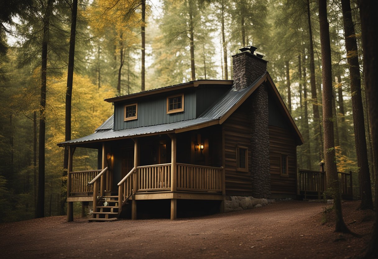 A cabin in the woods with timed lights, security, and surveillance