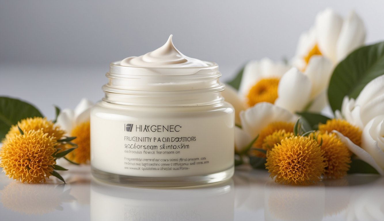 A jar of "Frequently Asked Questions" face cream for dry skin on a clean, white background