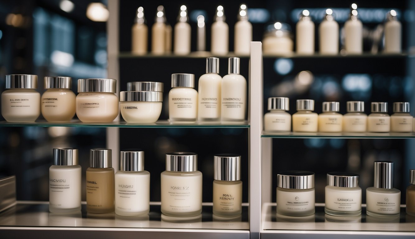 A variety of fragrance-free face creams displayed on a shelf in a well-lit and clean beauty store