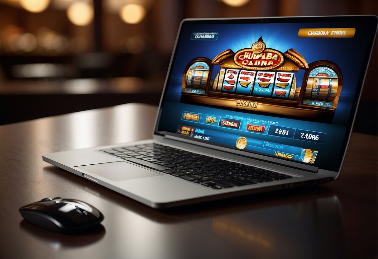 A computer screen displaying the Chumba Casino website with a cursor clicking on the "Create Account" button