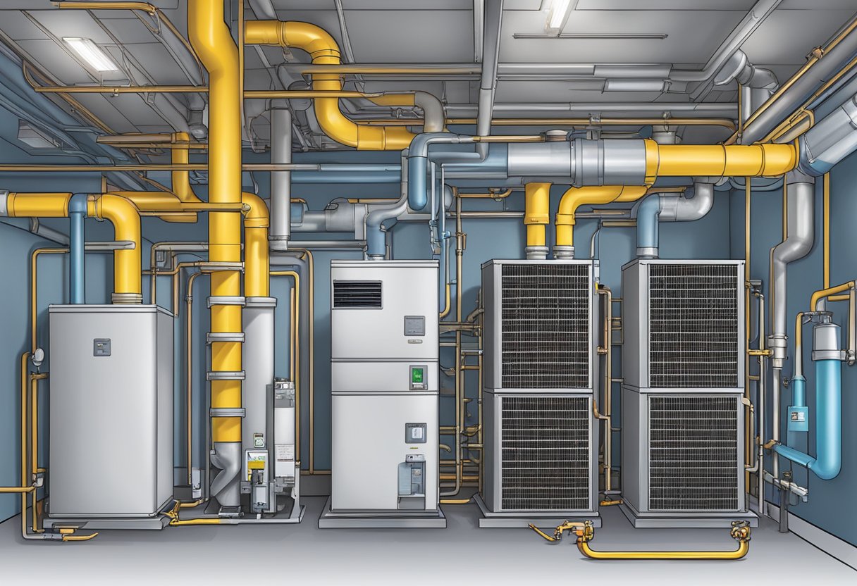 The commercial HVAC system is infested with pests, causing damage and increasing expenses. The pests are seen infiltrating the system components, leading to decreased performance