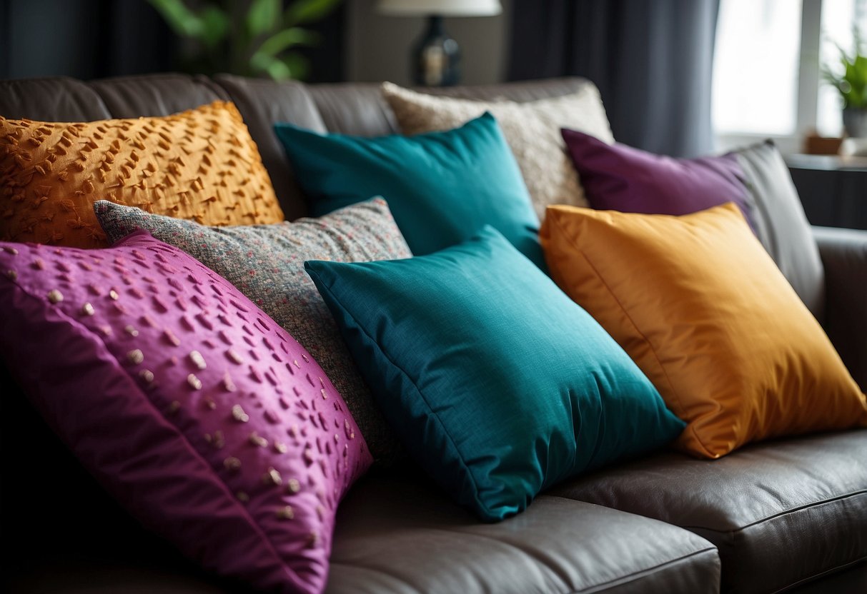 Vibrant cushion covers add color to a modern living room, dyed with care for a unique home decor touch