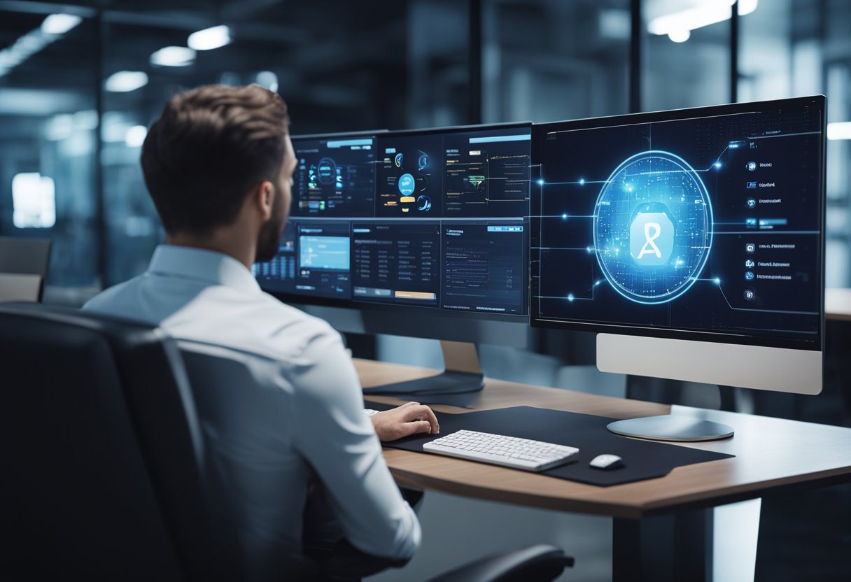 AI analyzing sales data, generating personalized recommendations, and automating customer interactions. AI replacing human sales support roles