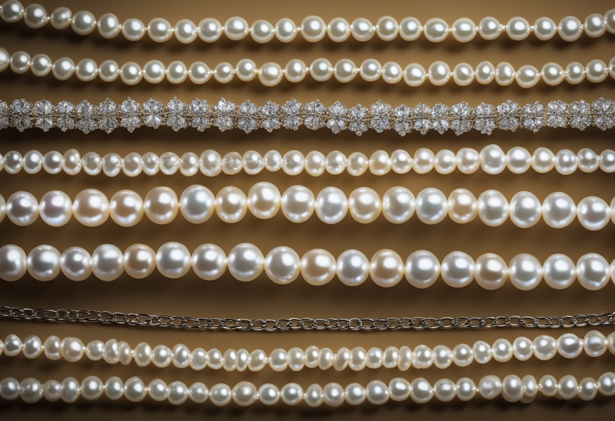 A shimmering pearl necklace surrounded by 71 different types of jewelry, displayed as Christmas gifts