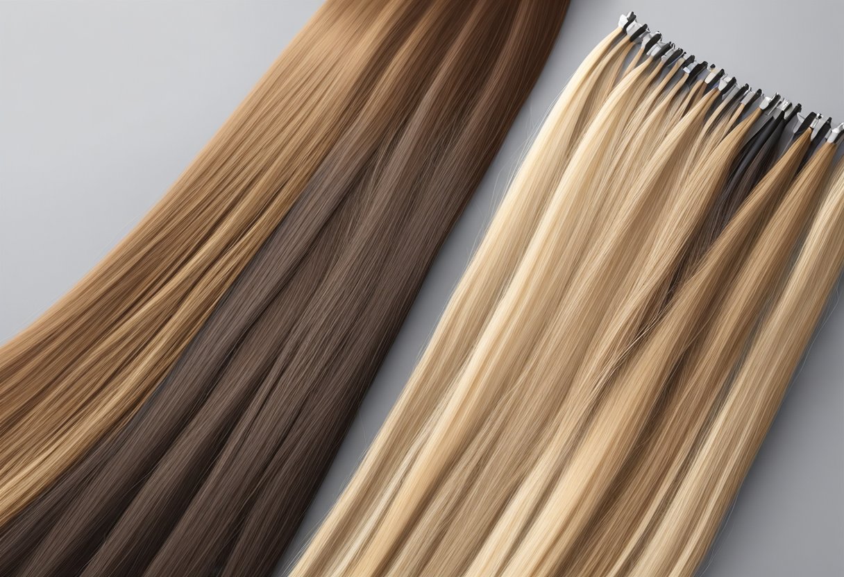 A set of hair extensions lies flat on a surface, with a loose and straight texture, failing to hold any curls