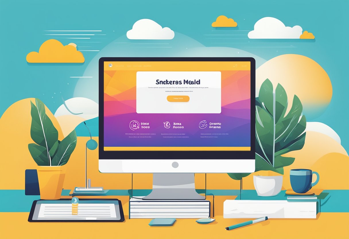 A bold, modern logo sits atop a clean, minimalist website design. Vibrant colors and clear, concise messaging convey a strong brand identity