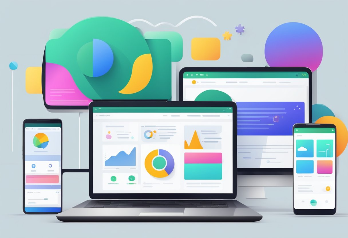 A laptop displaying a sleek, user-friendly website with intuitive navigation and engaging visuals. A smartphone with a seamless mobile interface complements the scene