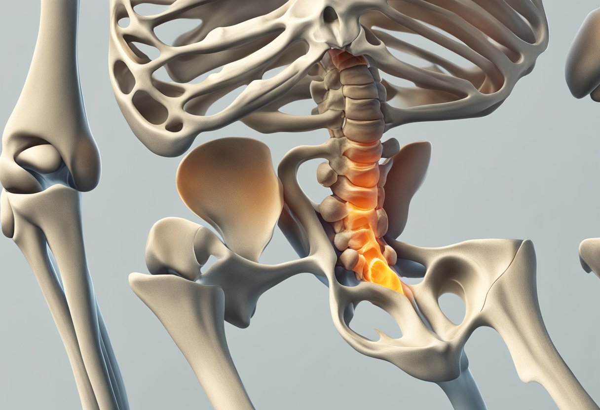 A skeletal joint surrounded by inflamed tissue, with redness and swelling, and a sense of discomfort and limited movement
