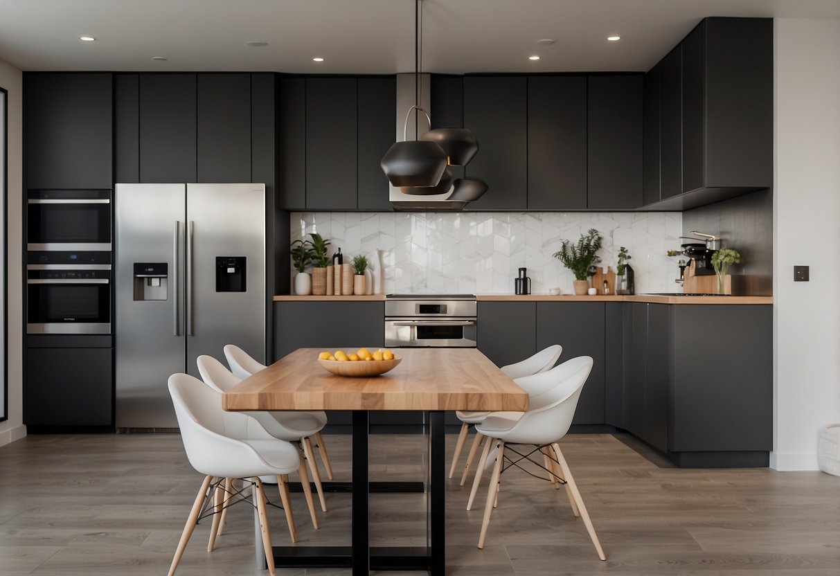 A sleek, modern kitchen with smart appliances, minimalist decor, and clean lines