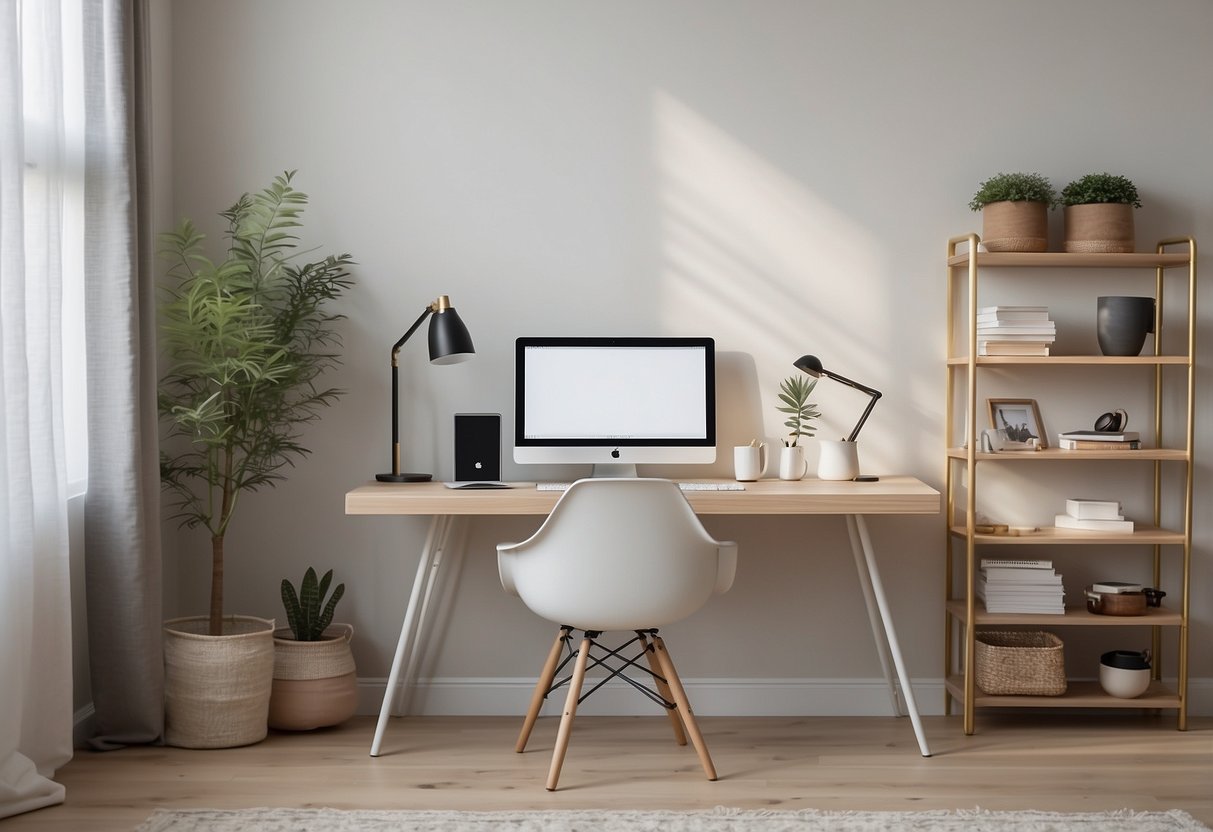 A clean, minimalist desk with a Linnmon top in a Nordic-inspired home office, surrounded by modern decor and natural light