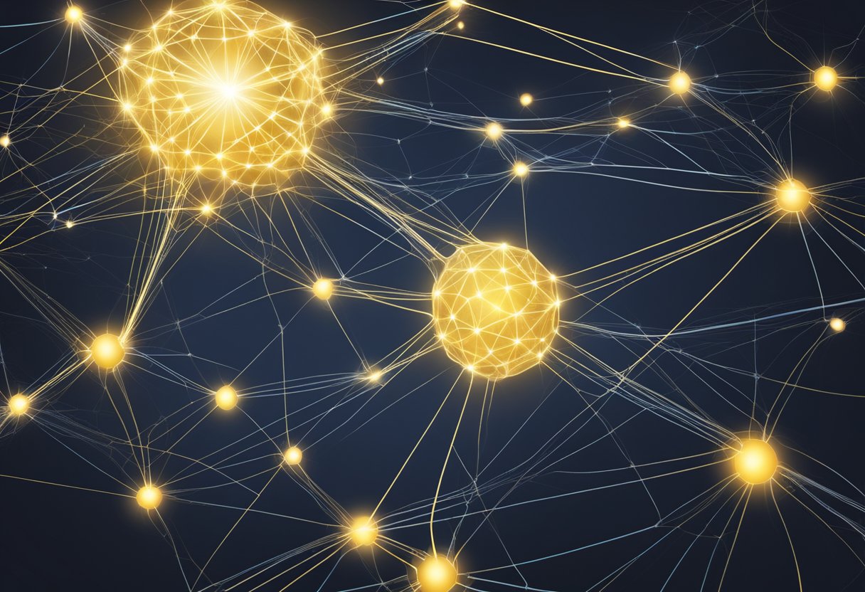 A glowing light illuminates a network of interconnected nodes and pathways, symbolizing the support and resources available at scale