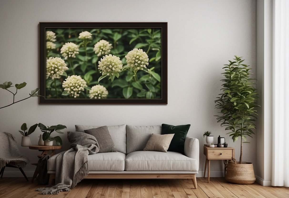 Vintage botanical prints framed on a wood wall, creating a cozy and rustic home decor vibe