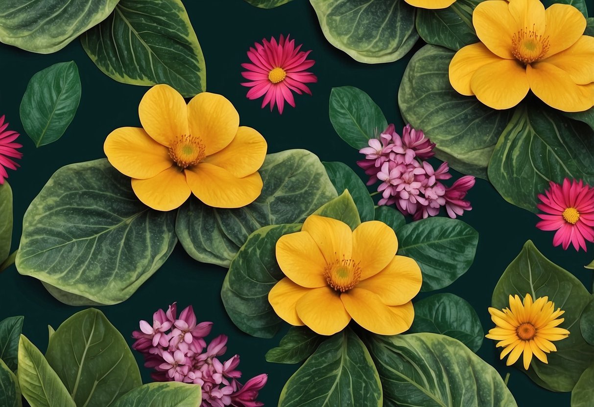 Lush green leaves and vibrant flowers cover the surface of the coasters, creating a botanical-inspired wrapping paper home decor idea