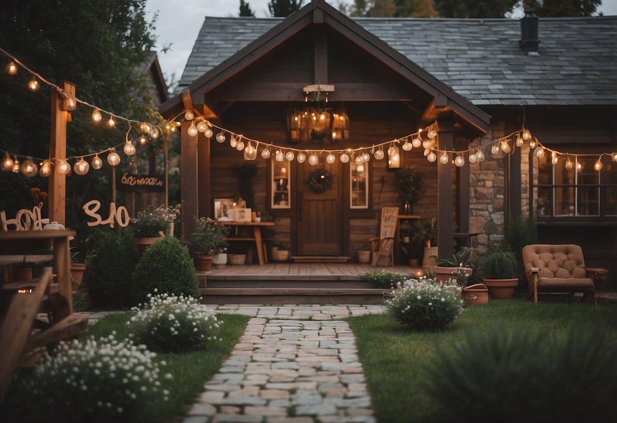 A cozy home adorned with rustic wooden signs for a 30th birthday celebration