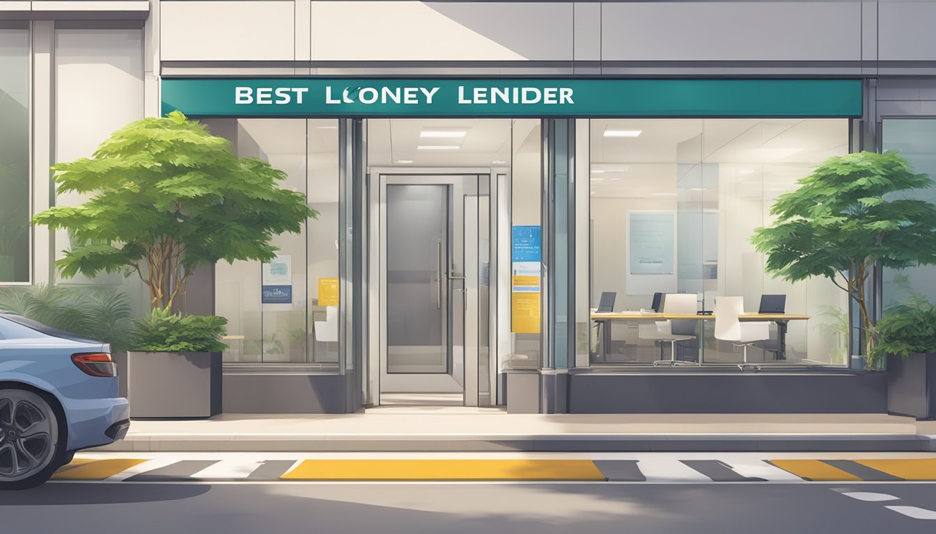 A signboard outside a clean and professional-looking office in Kranji, with the words "Best Licensed Money Lender" prominently displayed