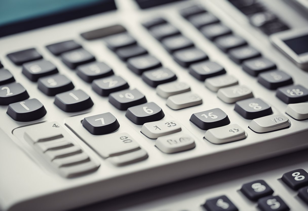 A roof with a calculator, dollar signs, and a calendar showing years