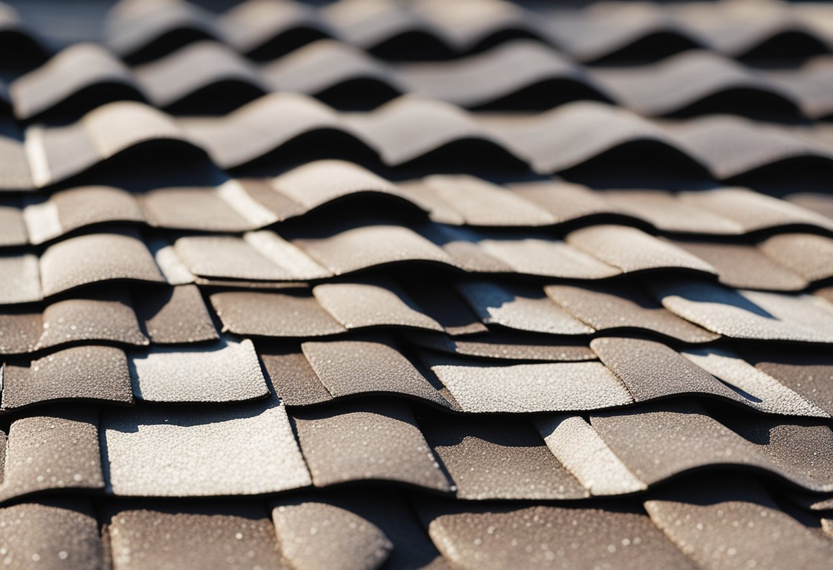 A worn-out roof with curling shingles and visible water damage