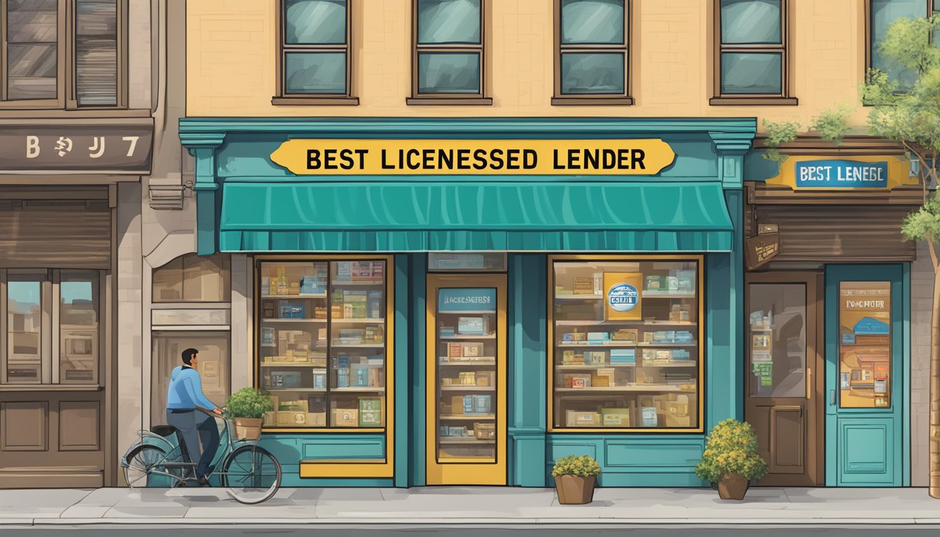A storefront sign reads "Best Licensed Money Lender Near Khatib." Surrounding buildings and street signs indicate a bustling urban area