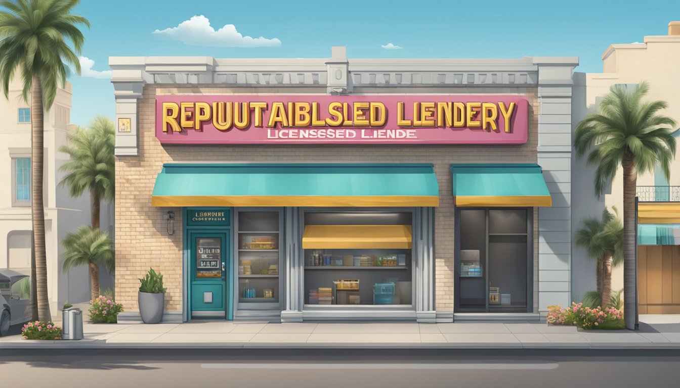 A storefront sign reads "Reputable Licensed Money Lender" in bold letters. The building is located near Khatib, with a clean and professional exterior