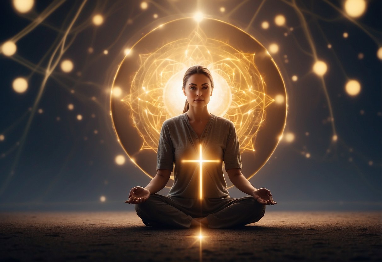 Third Eye Chakra Meditation: Unlock Your Inner Vision 2024 3 Third Eye Chakra Meditation: A serene figure sits cross-legged, surrounded by a soft, glowing light. Their focus is on the center of their forehead, as energy flows in and out, balancing the third eye chakra