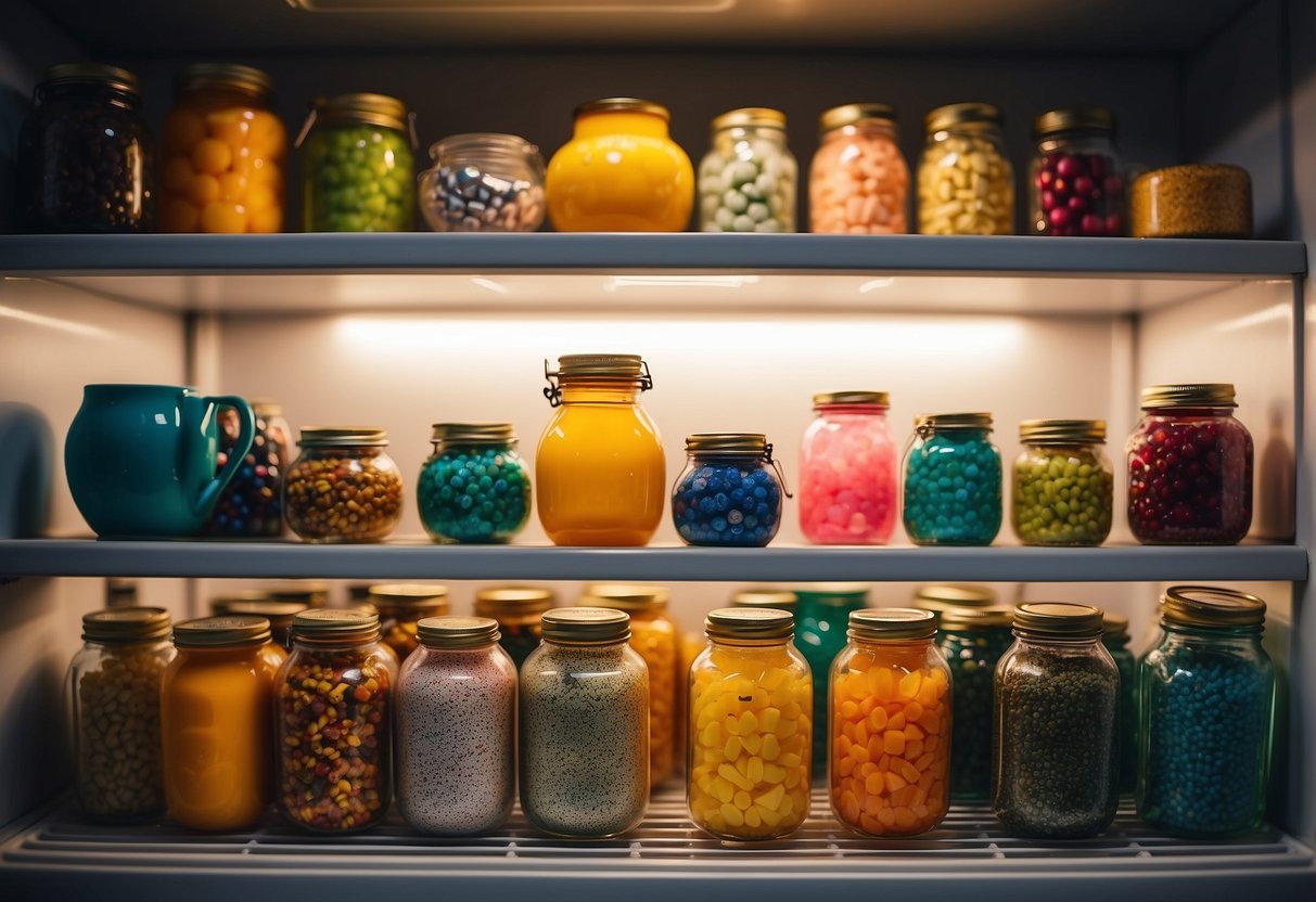 A colorful array of mini art pieces adorns the fridge, showcasing 20 unique decor ideas for a vibrant and lively kitchen space