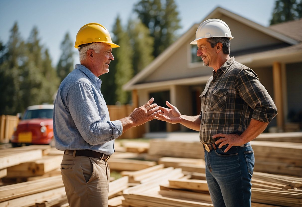 A homeowner consulting a contractor about restumping costs