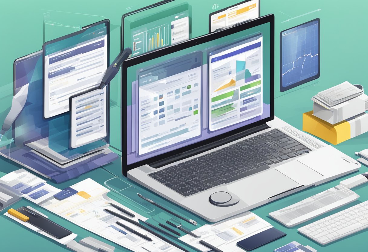 A laptop displaying various data scraping tools with cost and support details