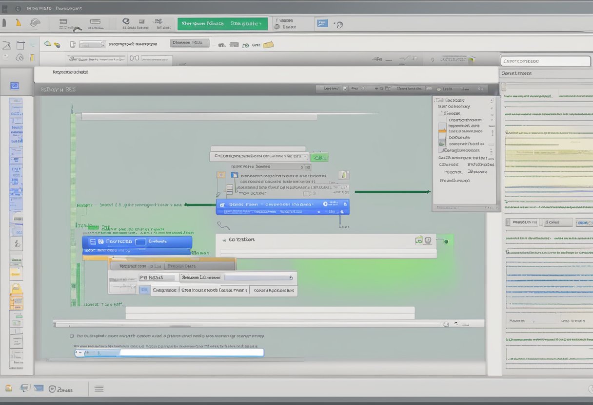 A computer screen displaying a web page with a cursor clicking on a "scrape" button. A code editor window shows a script being written to automate the task