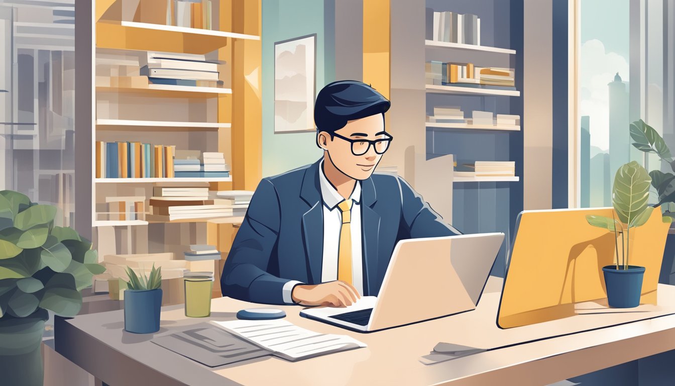 A person researching best licensed money lender in Bedok, Singapore. They are comparing interest rates and reading customer reviews online