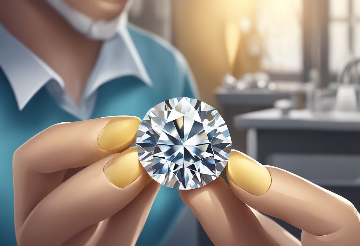 A rare diamond being carefully cleaned and polished by a skilled jeweler