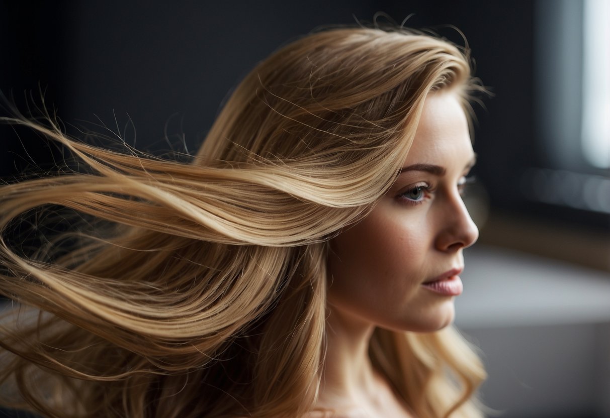 A woman's hair extensions gradually shrink while exposed to heat, humidity, and friction