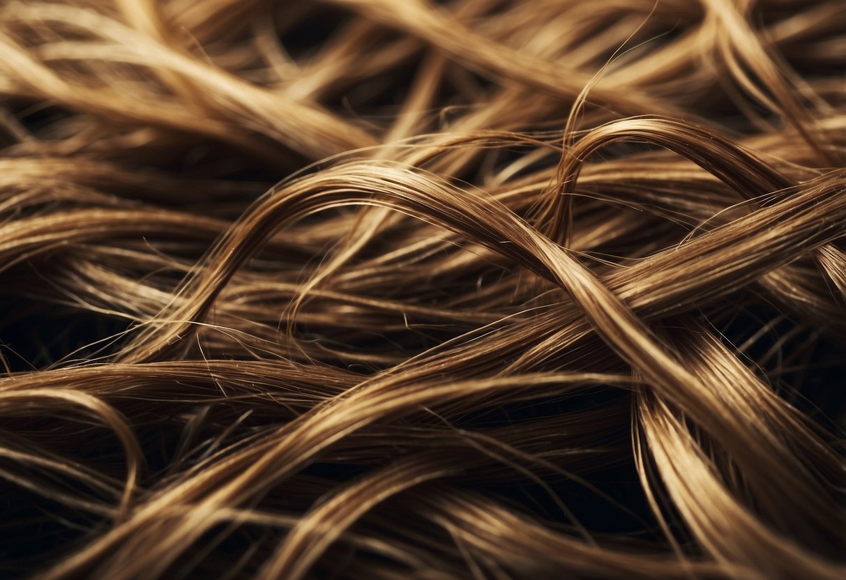 A tangled mess of hair extensions, forming knots and tangles